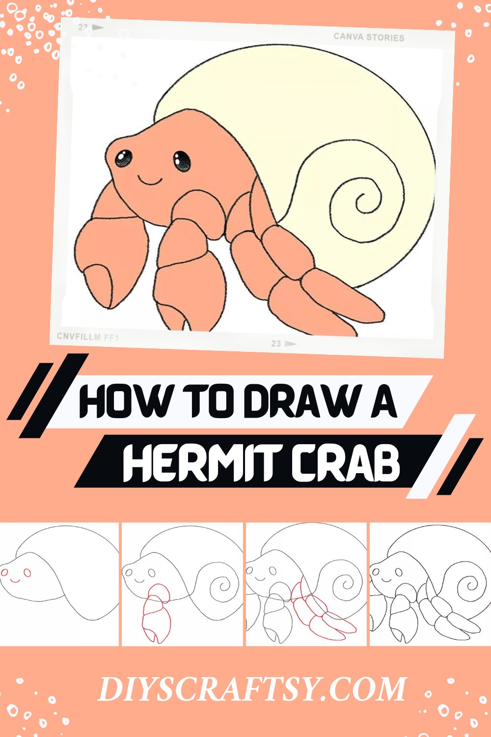 13 Hermit Crab Drawing Ideas How To Draw Crab DIYsCraftsy